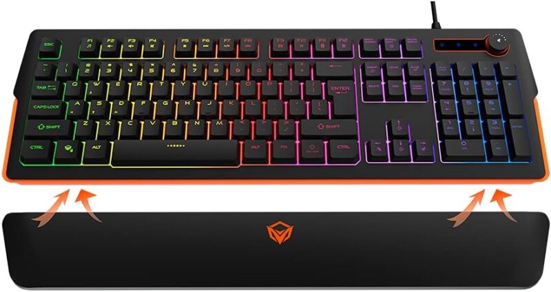 ECVV Gaming Keyboard with LED backlight RGB Magnetic Wrist Rest Keyboard for Gaming K9520