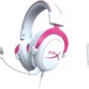 HyperX Cloud II - Gaming Headset, 7.1 Virtual Surround Sound, Memory Foam Ear Pads, Durable Aluminum Frame, Detachable Microphone, Works with PC, PS5, PS4 – White/Pink