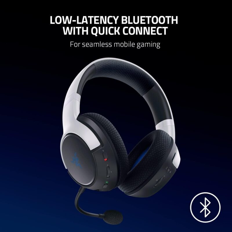 Razer Kaira X Wired Headset for Playstation 5, PC, Mac & Mobile Devices - Triforce 50mm Drivers, HyperClear Cardioid Mic, Flowknit Memory Foam Ear Cushions, On-Headset Controls - White/Black