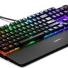 SteelSeries USB Apex 5 Hybrid Mechanical Gaming Keyboard – Per-Key RGB Illumination – Aircraft Grade Aluminum Alloy Frame – OLED Smart Display (Hybrid Blue Switch)