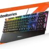 SteelSeries USB Apex 5 Hybrid Mechanical Gaming Keyboard – Per-Key RGB Illumination – Aircraft Grade Aluminum Alloy Frame – OLED Smart Display (Hybrid Blue Switch)